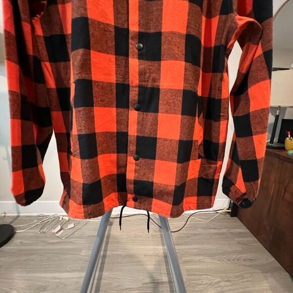 NWOT Unis NYC - "Rocky" Buffalo Plaid Shirt Jacket Medium - Orange - Picture 5 of 6
